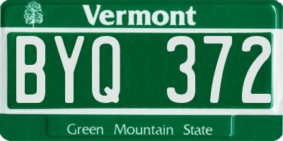 VT license plate BYQ372