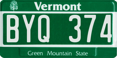 VT license plate BYQ374