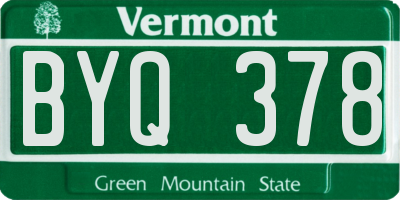 VT license plate BYQ378
