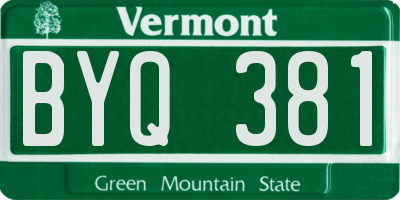 VT license plate BYQ381