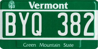 VT license plate BYQ382