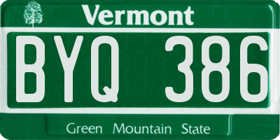 VT license plate BYQ386