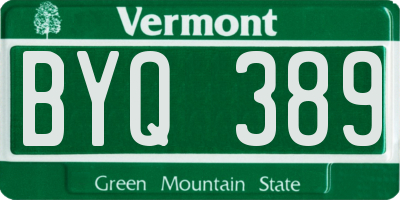 VT license plate BYQ389