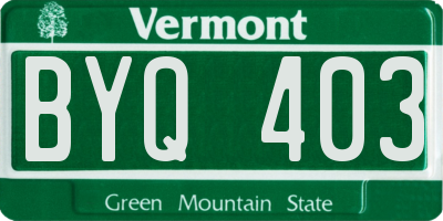 VT license plate BYQ403