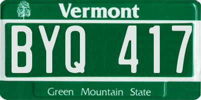 VT license plate BYQ417