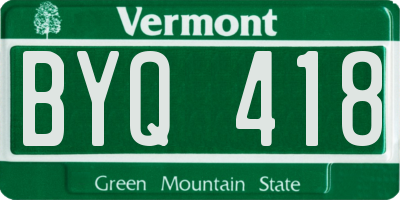 VT license plate BYQ418