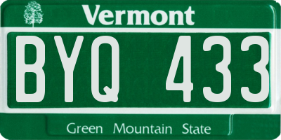 VT license plate BYQ433