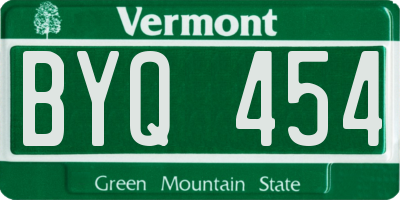 VT license plate BYQ454
