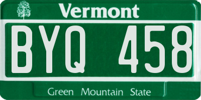 VT license plate BYQ458
