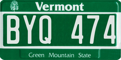 VT license plate BYQ474