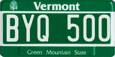 VT license plate BYQ500