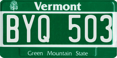 VT license plate BYQ503