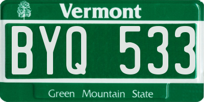 VT license plate BYQ533