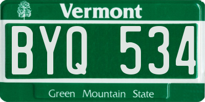 VT license plate BYQ534