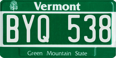 VT license plate BYQ538