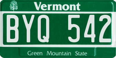 VT license plate BYQ542