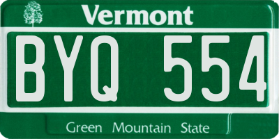 VT license plate BYQ554