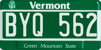 VT license plate BYQ562