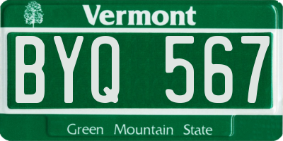 VT license plate BYQ567