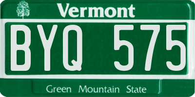 VT license plate BYQ575