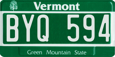 VT license plate BYQ594