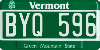 VT license plate BYQ596