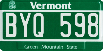 VT license plate BYQ598