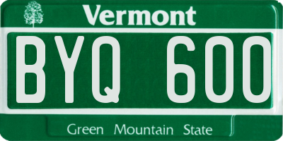 VT license plate BYQ600