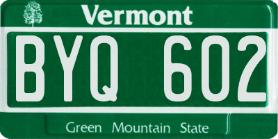 VT license plate BYQ602