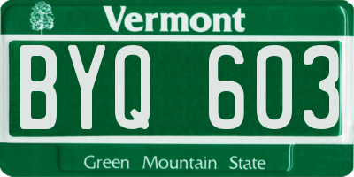 VT license plate BYQ603