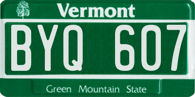 VT license plate BYQ607