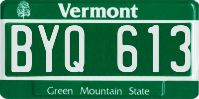VT license plate BYQ613