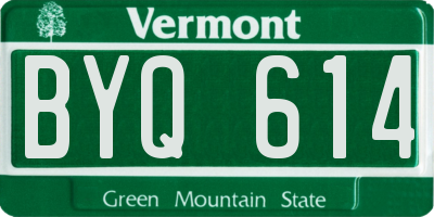 VT license plate BYQ614