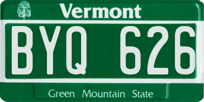 VT license plate BYQ626