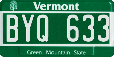 VT license plate BYQ633