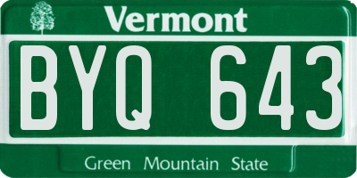 VT license plate BYQ643