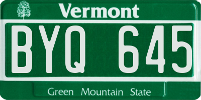 VT license plate BYQ645