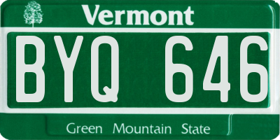 VT license plate BYQ646