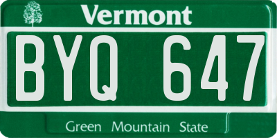 VT license plate BYQ647