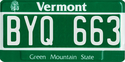VT license plate BYQ663