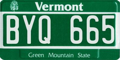 VT license plate BYQ665