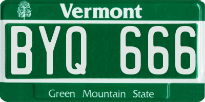 VT license plate BYQ666