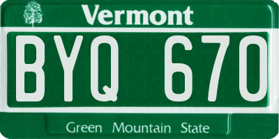 VT license plate BYQ670