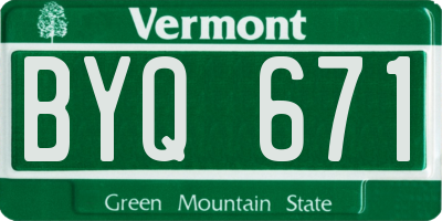 VT license plate BYQ671