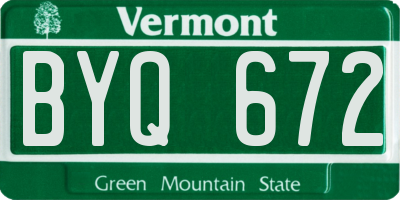 VT license plate BYQ672