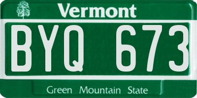 VT license plate BYQ673