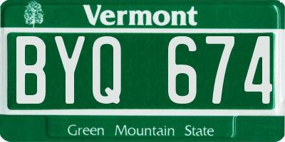 VT license plate BYQ674