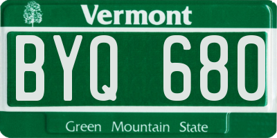 VT license plate BYQ680