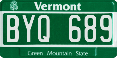 VT license plate BYQ689