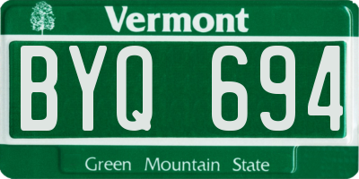 VT license plate BYQ694